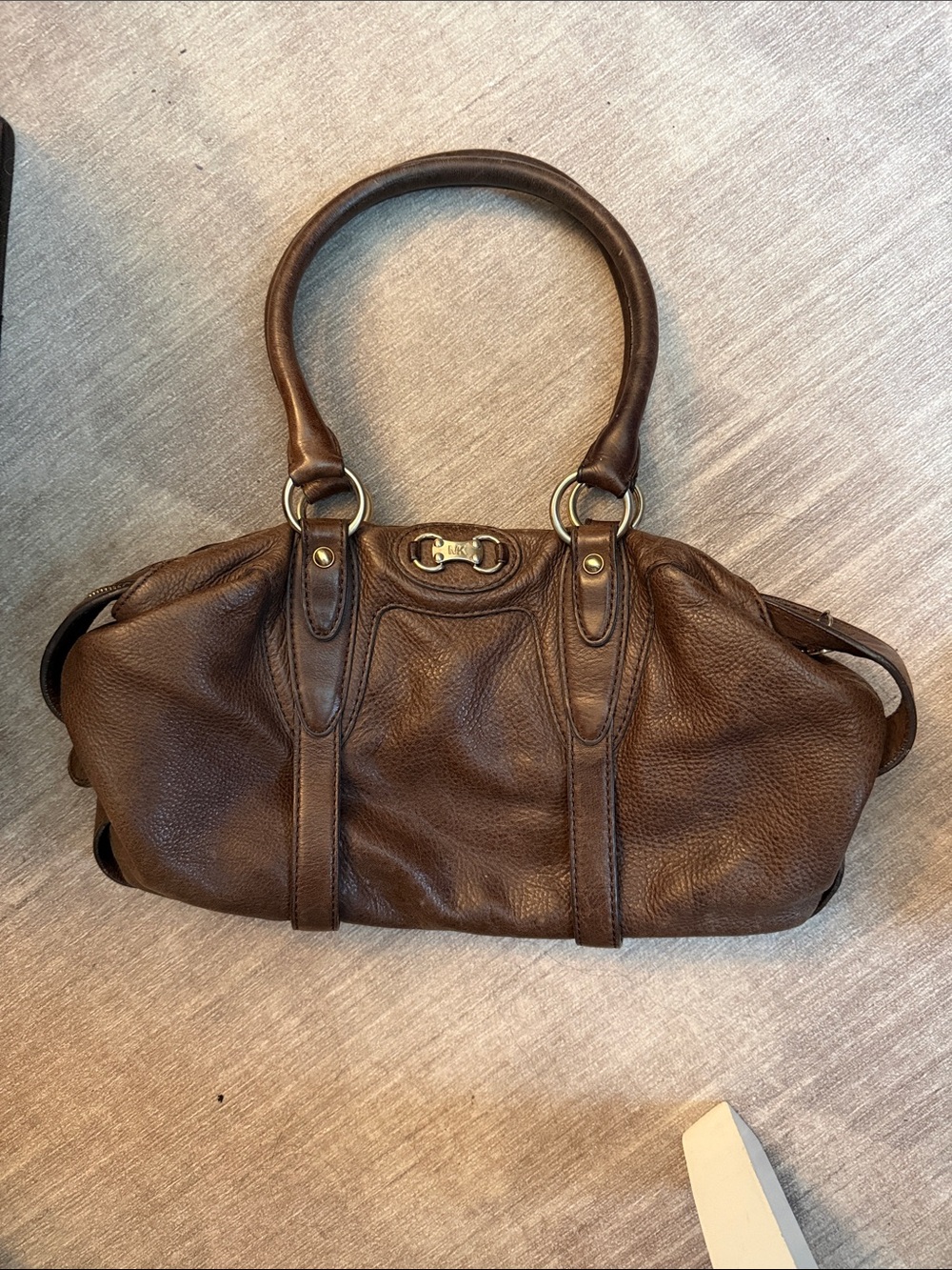 Michael Kors vintage Dark Brown Pebbled Leather Shoulder Bag with Gold Hardware